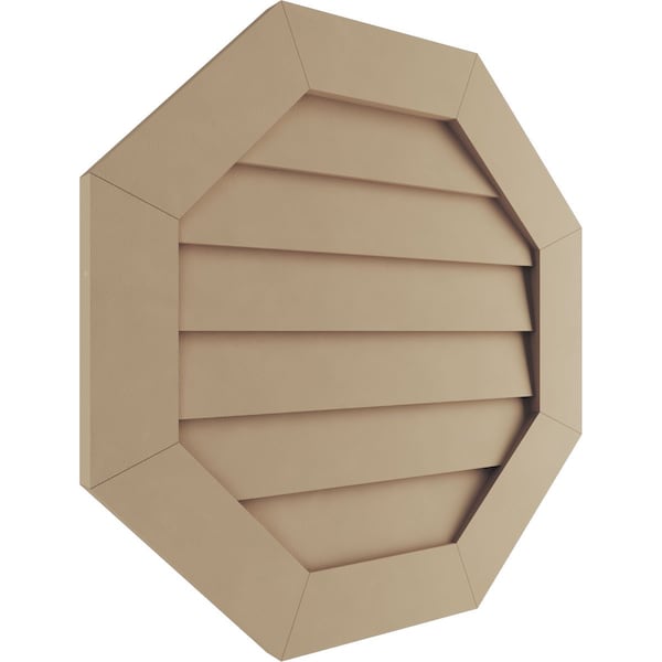 Timberthane Rustic Smooth Octagonal Faux Wood Non-Functional Gable Vent, Primed Tan, 33W X 33H